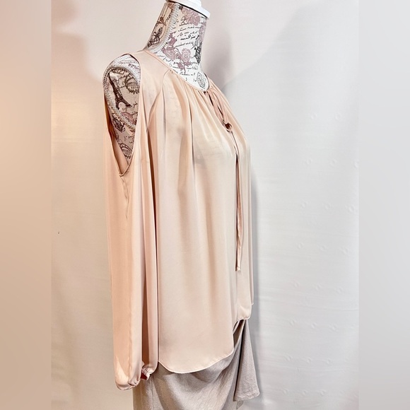 AMANDA UPRICHARD Beige long sleeve cold shoulder top size M - Picture 8 of 14